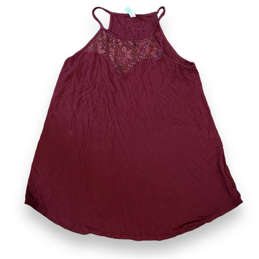 Zenana Outfitters Burgundy Lace Tank Top